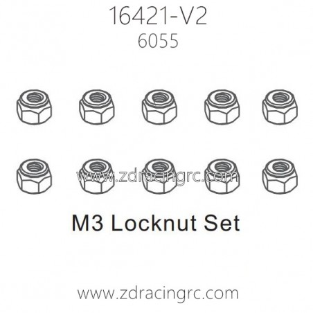 ZD RACING 16421-V2 RC Car Parts 6065 M3 Lock nut Set