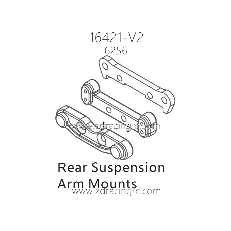 ZD RACING 16421-V2 Parts 6256 Rear Suspension Arm Mounts