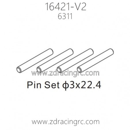 ZD RACING 16421-V2 1/10 Parts 6311 Pin Set 3x22.4