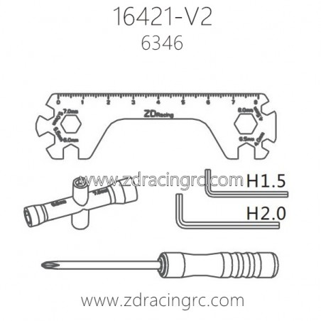 ZD RACING 16421-V2 Parts 6346 Simple Tool kit