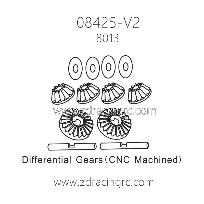 ZD RACING 08425-V2 Pirates2 Parts 8013 Differential Gears CNC Machined