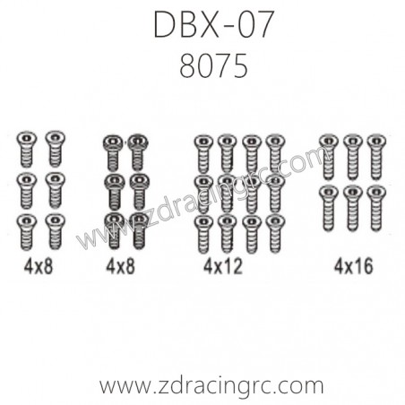 ZD RACING DBX-07 Parts 8075 M4 Flat Head Screws