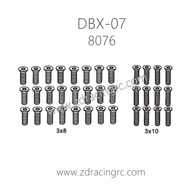 ZD RACING DBX-07 Parts 8076 Flat Head Screws