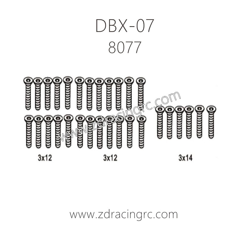 ZD RACING DBX-07 Parts 8077 Flat Head Screws
