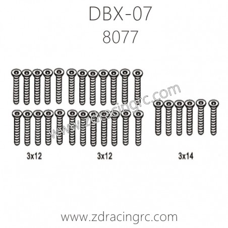 ZD RACING DBX-07 Parts 8077 Flat Head Screws