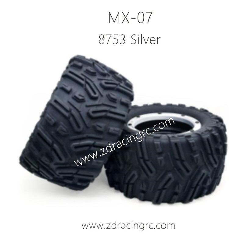 ZD RACING MX07 RC Monster Truck Parts 8753 Wheel and Tire Silver
