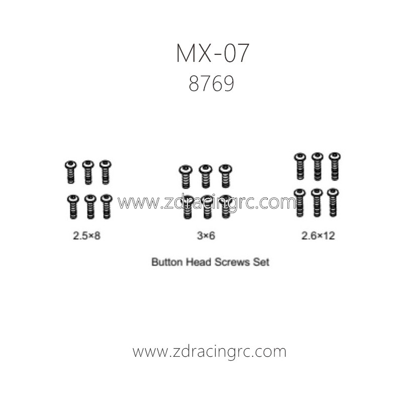ZD RACING MX07 RC Car Parts 8769 Button Head Screws Set