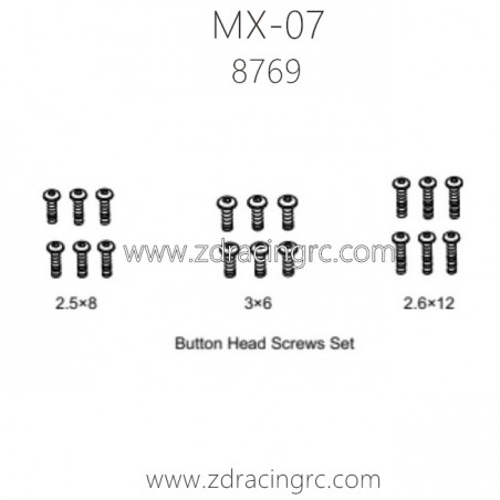 ZD RACING MX07 RC Car Parts 8769 Button Head Screws Set