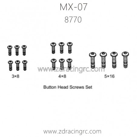 ZD RACING MX07 RC Car Parts 8770 Button Head Screws Set