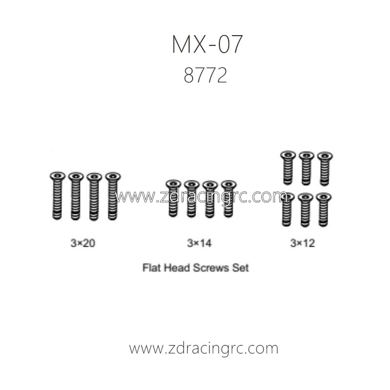 ZD RACING MX07 RC Car Parts 8772 Flat Head Screws Set