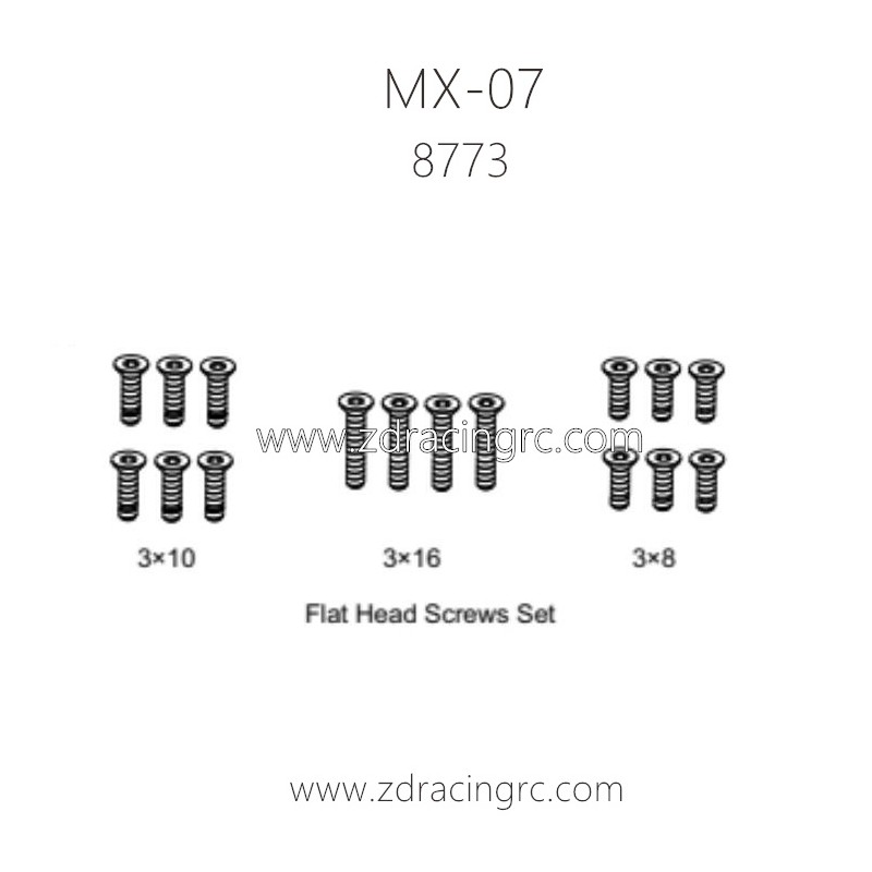 ZD RACING MX07 RC Car Parts 8773 Flat Head Screws Set