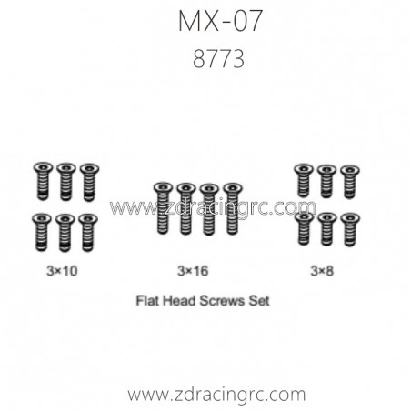 ZD RACING MX07 RC Car Parts 8773 Flat Head Screws Set ZD RACING MX07 RC Car Parts 8773 Flat Head Screws Set