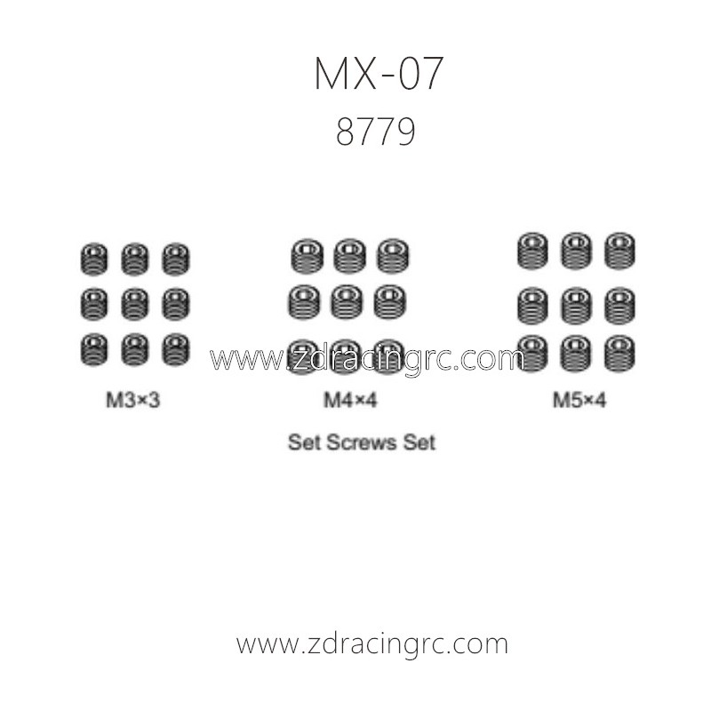 ZD RACING MX07 RC Car Parts 8779 Screw Set