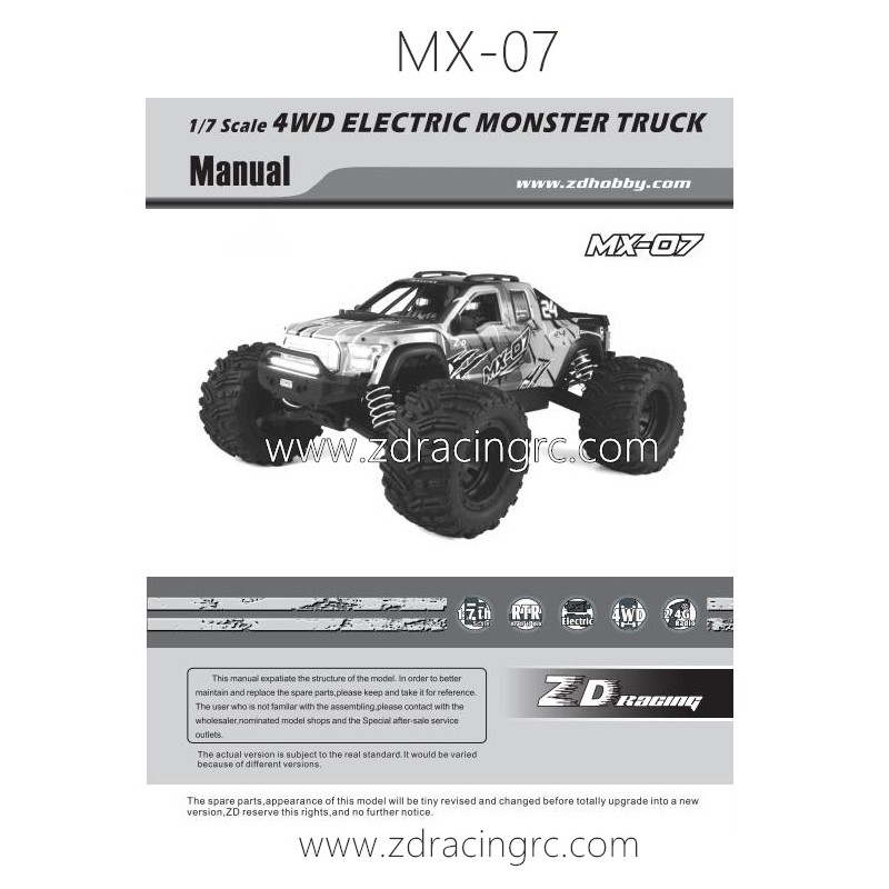 ZD RACING MX07 RC Car PDF Manual