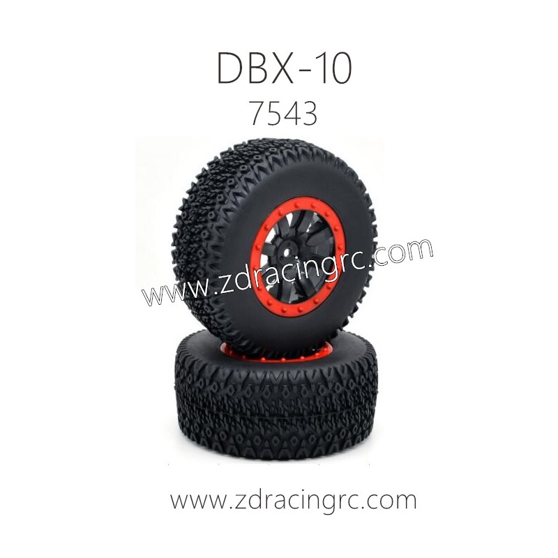 ZD RACING DBX 10 1/10 RC Car Parts 7543 Wheels tire set Orange