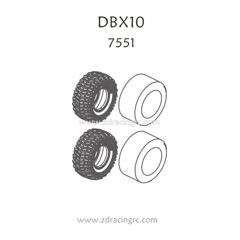 ZD RACING DBX 10 Parts 7551 Tires and Sponge