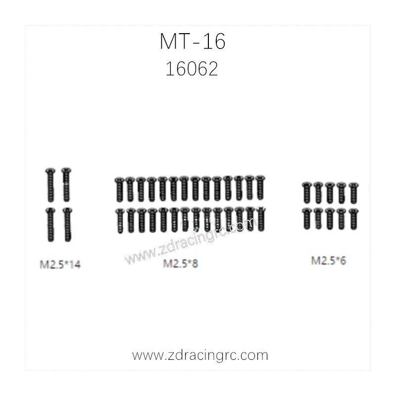 ZD RACING MT-16 Parts M2.5x14 M2.5x8 M2.5x6 Screws 16062