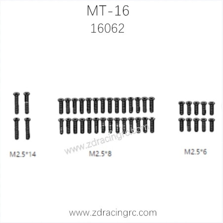 ZD RACING MT-16 Parts M2.5x14 M2.5x8 M2.5x6 Screws 16062