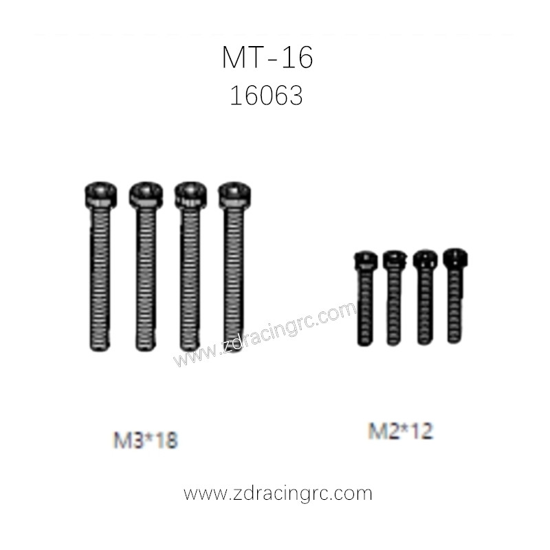 ZD RACING MT-16 Parts M3x18 M2x12 Screws set 16063