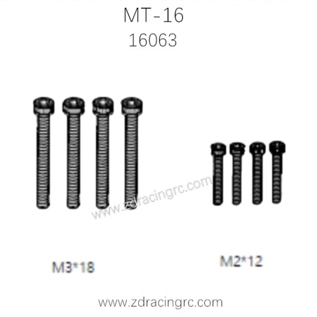 ZD RACING MT-16 Parts M3x18 M2x12 Screws set 16063