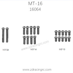 ZD RACING MT-16 Parts M3x24 M3x14 M3x10 Screw set 16064