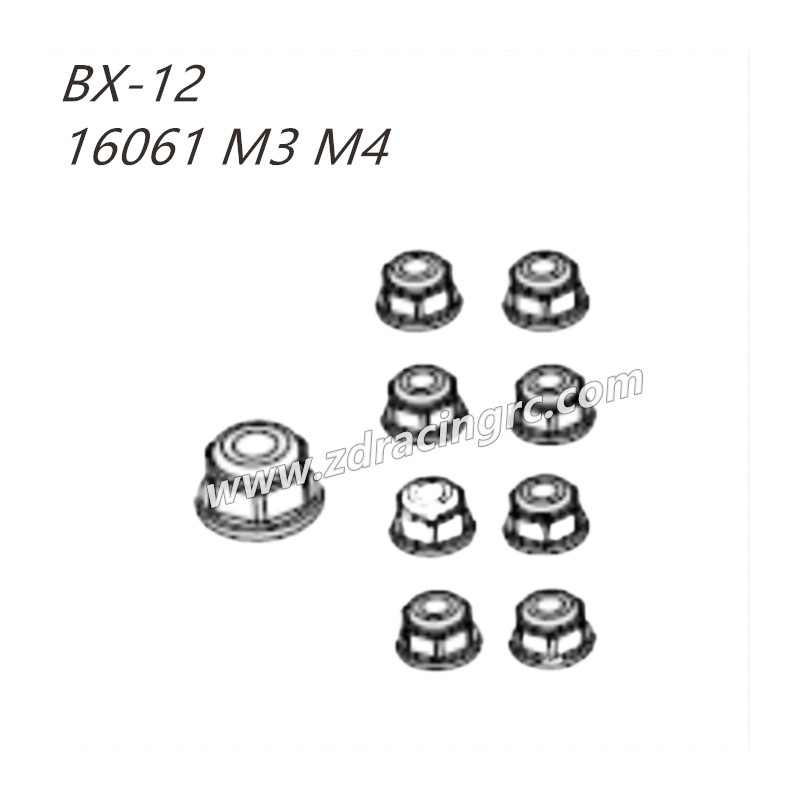 ZD RACING BX12 Parts 16061 M4 M3 Nuts
