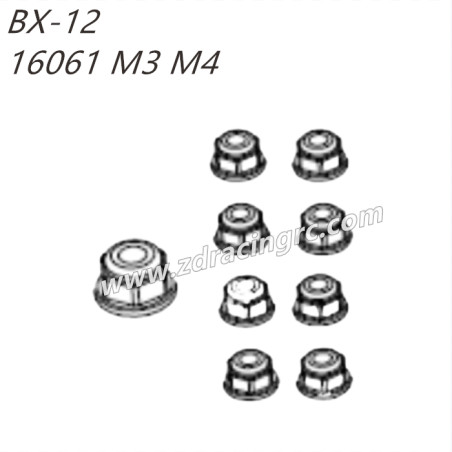 ZD RACING BX12 Parts 16061 M4 M3 Nuts