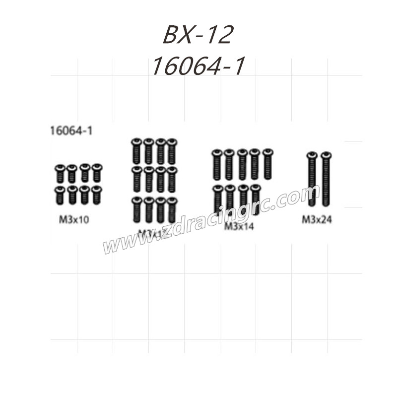ZD RACING BX12 RC Buggy Parts 16064 Screws set