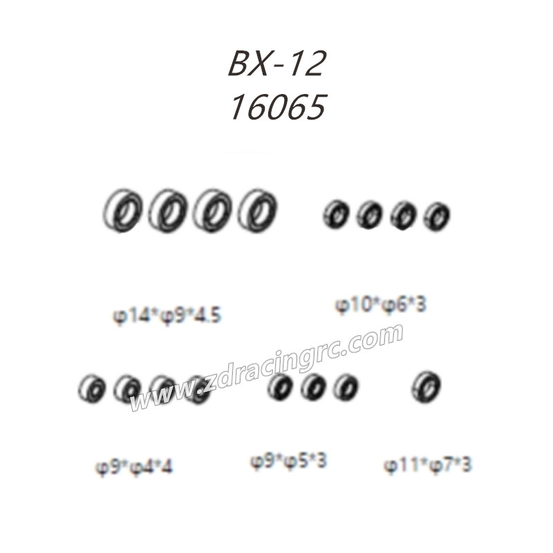 ZD RACING BX12 RC Buggy Parts 16065 Bearing Set