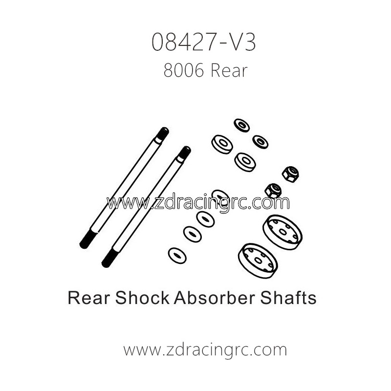 ZD RACING 08427 V3 Parts 8006 Rear Shock Absorber Shafts