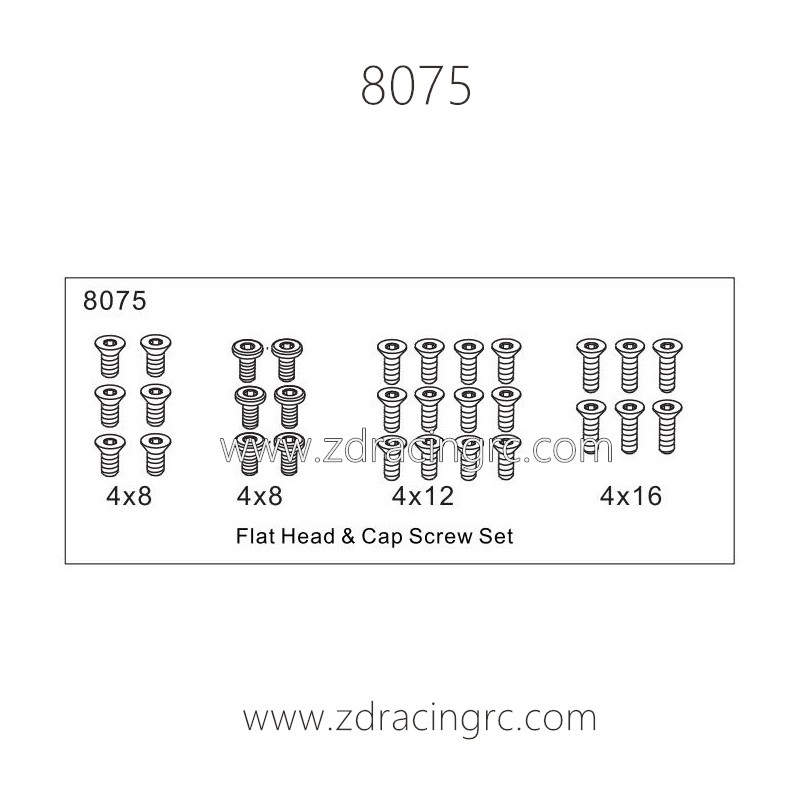 8075 Flat Head and Cap Screw Set for ZD Racing RC Car