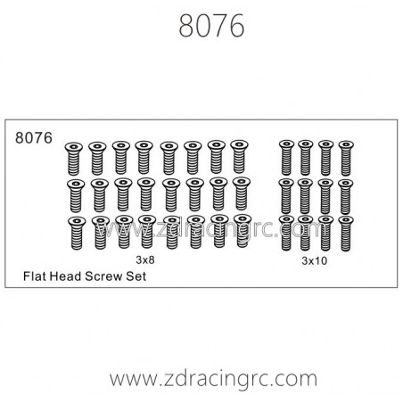 8076 Flat Head Screw set for ZD Racing RC Car
