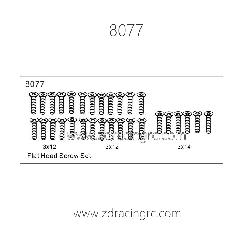 8077 Flat Head Screw Set for ZD Racing RC Car