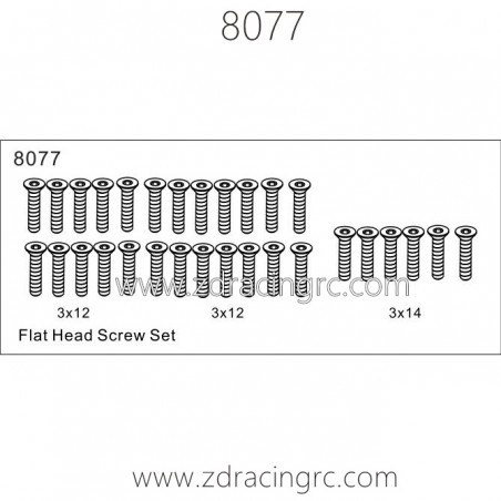 8077 Flat Head Screw Set for ZD Racing RC Car