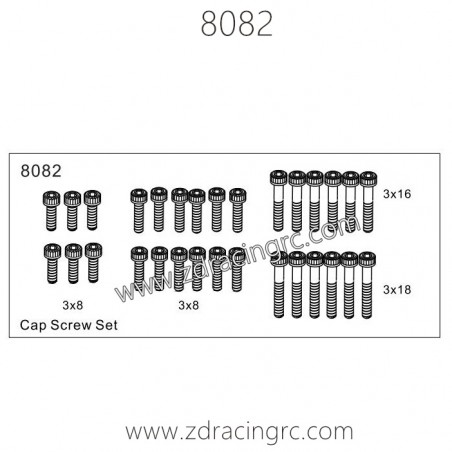 8082-Cap Screw set for ZD Racing RC Car 8082-Cap Screw set for ZD Racing RC Car