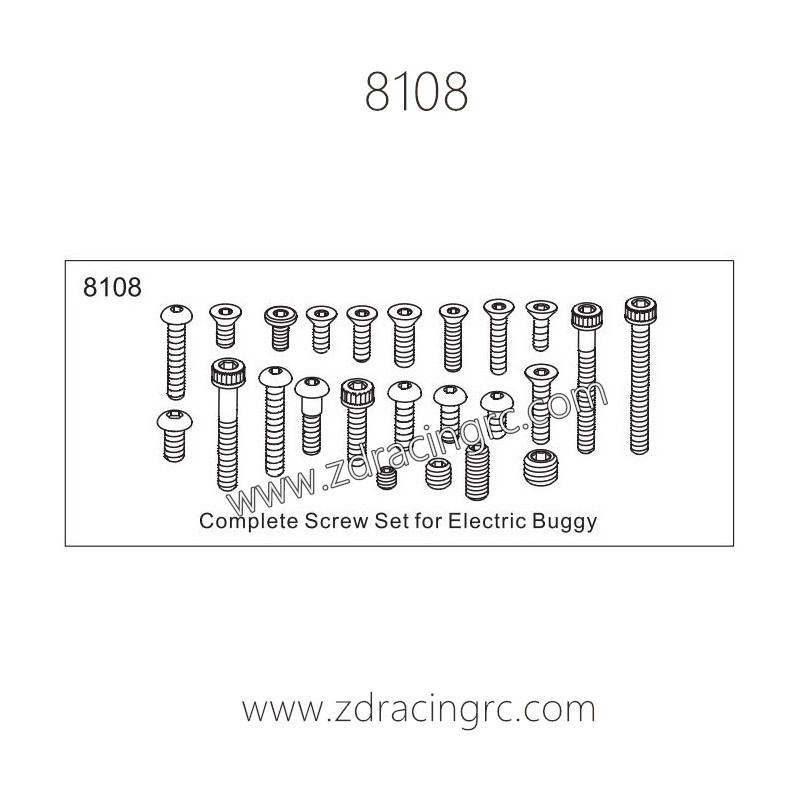 8108 Complete Screw Set for ZD Racing RC Car