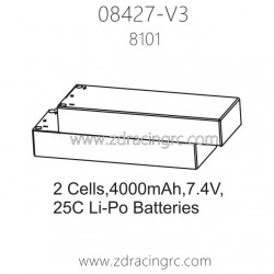 ZD Racing 08427 V3 Parts 8101 2 Cells 4000mAh 7.4V 25C Lipo Battery