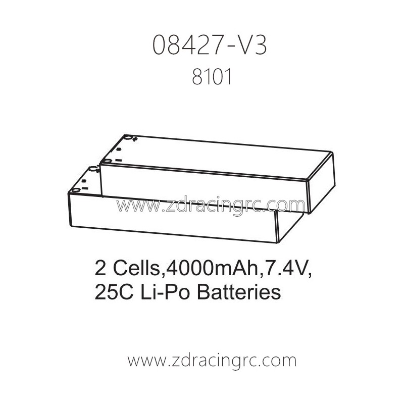 ZD Racing 08427 V3 Parts 8101 2 Cells 4000mAh 7.4V 25C Lipo Battery