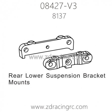 ZD Racing 08427 V3 Parts 8137 Rear Lower Suspension Bracket Mounts
