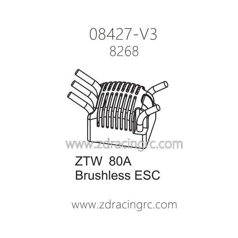 ZD Racing 08427-V3 Parts 8268 ZTW 80A Brushless ESC