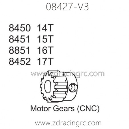 ZD Racing 08427-V3 Parts 8450 Upgrade Motor Gear CNC