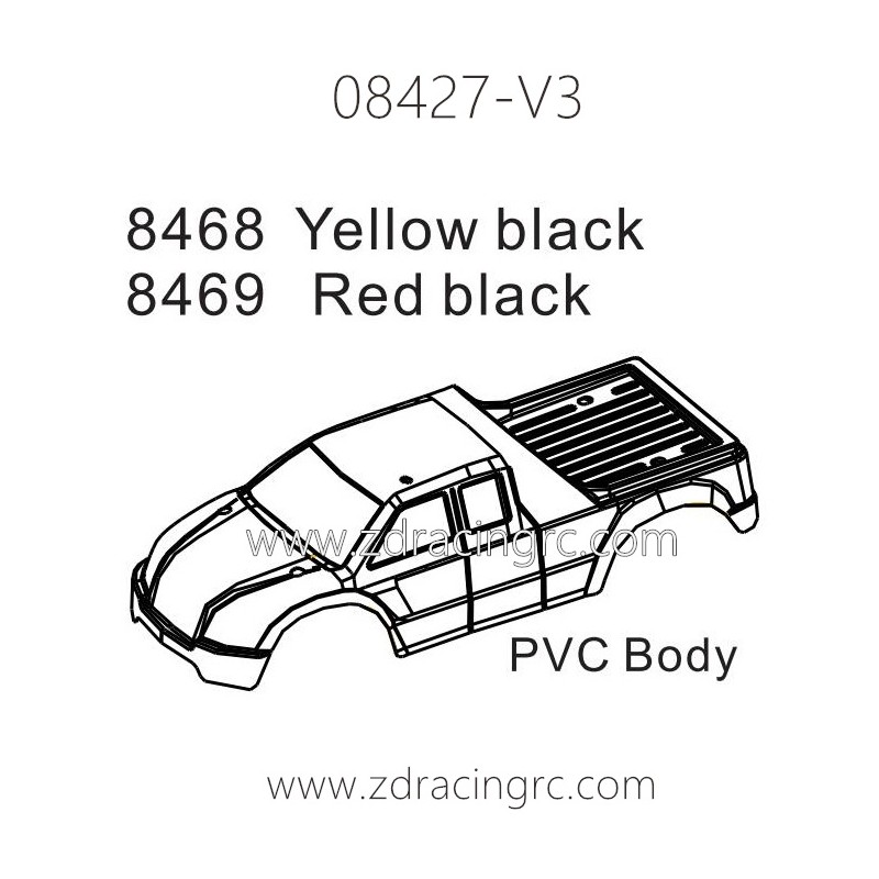 ZD Racing 08427-V3 Parts 8468 Yellow Black 8469 Red Black