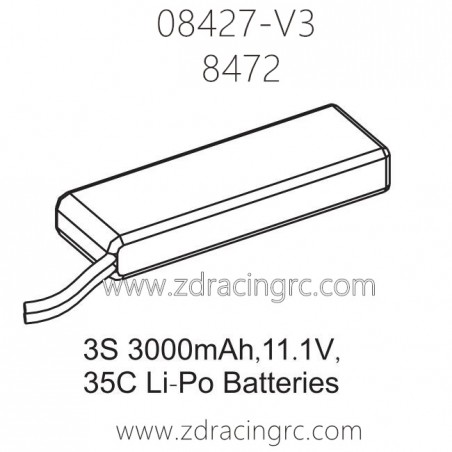 ZD Racing 08427-V3 Parts 8472 3S 3000mAh 11.1V 35C Lipo Battery ZD Racing 08427-V3 Parts 8472 3S 3000mAh 11.1V 35C Lipo Battery