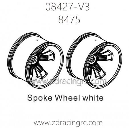 ZD Racing 08427-V3 Parts 8475 Spoke Wheel White ZD Racing 08427-V3 Parts 8475 Spoke Wheel White