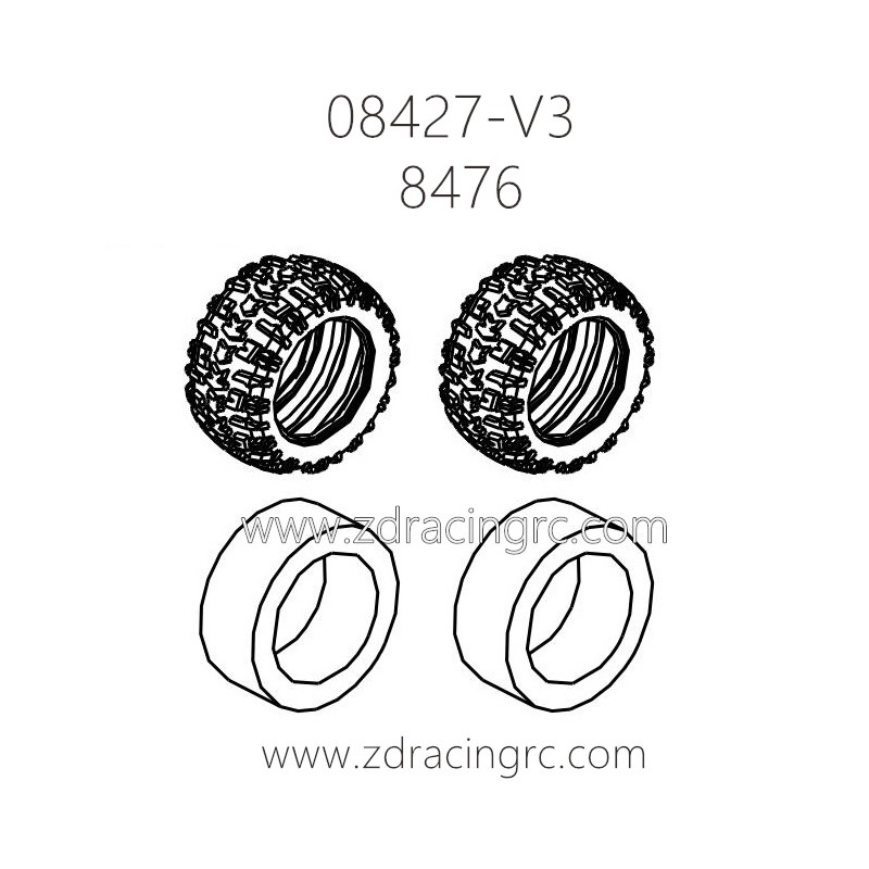 ZD Racing 08427-V3 Parts 8476 Tires and Wheels
