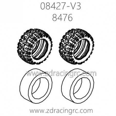 ZD Racing 08427-V3 Parts 8476 Tires and Wheels