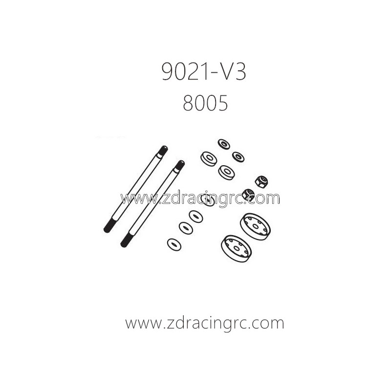 ZD Racing 9021-V3 1/8 4WD Parts 8005 Front Shock Absorber Shafts