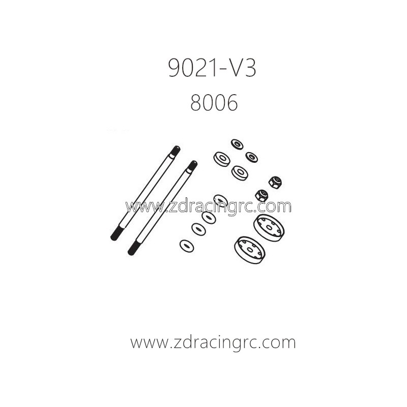 ZD Racing 9021-V3 1/8 4WD Parts 8006 Rear Shock Absorber Shafts