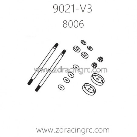 ZD Racing 9021-V3 1/8 4WD Parts 8006 Rear Shock Absorber Shafts