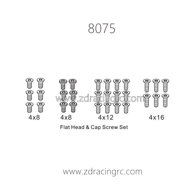 8075 Flat Head Cap Screw sets Parts for ZD Racing RC Car